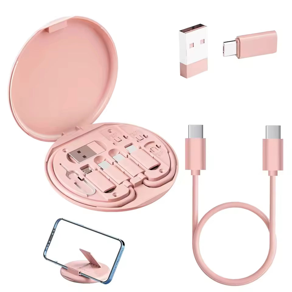 6 In 1 Circle Box Multifunction Usb Charging Adapter Cable Kit Travel Adapter Kit For Traveling