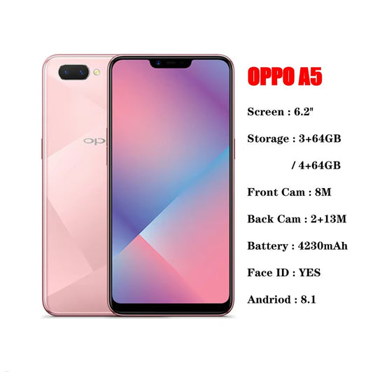 Oppo A5 4+64GB Dual Card Big Screen 3g & 4g Telefonos Oppo Cheap Smart Phones Oppo Used Mobile Phones Original