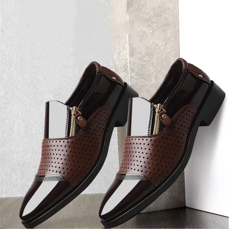 Four Seasons New Mens Business Leather Shoes Lightweight and Breathable Set Foot