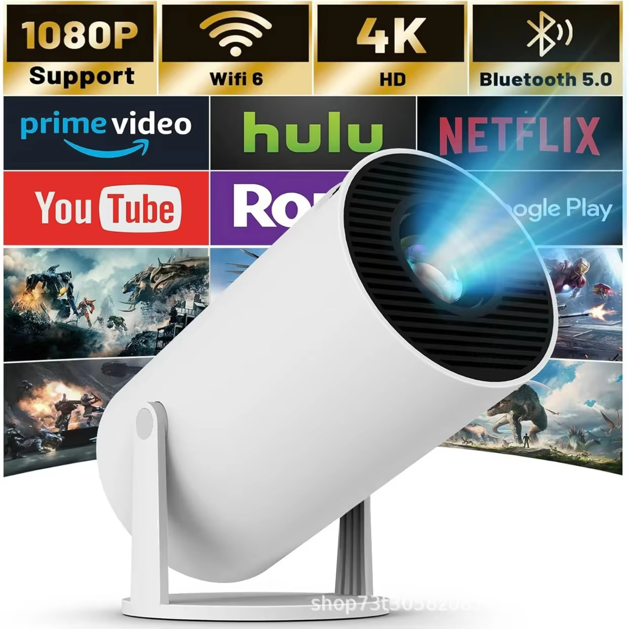 Portable 4k Android 11.0 LCD HD Projector for Home Wall Projections LED Wireless Screen Mirroring for Living Room