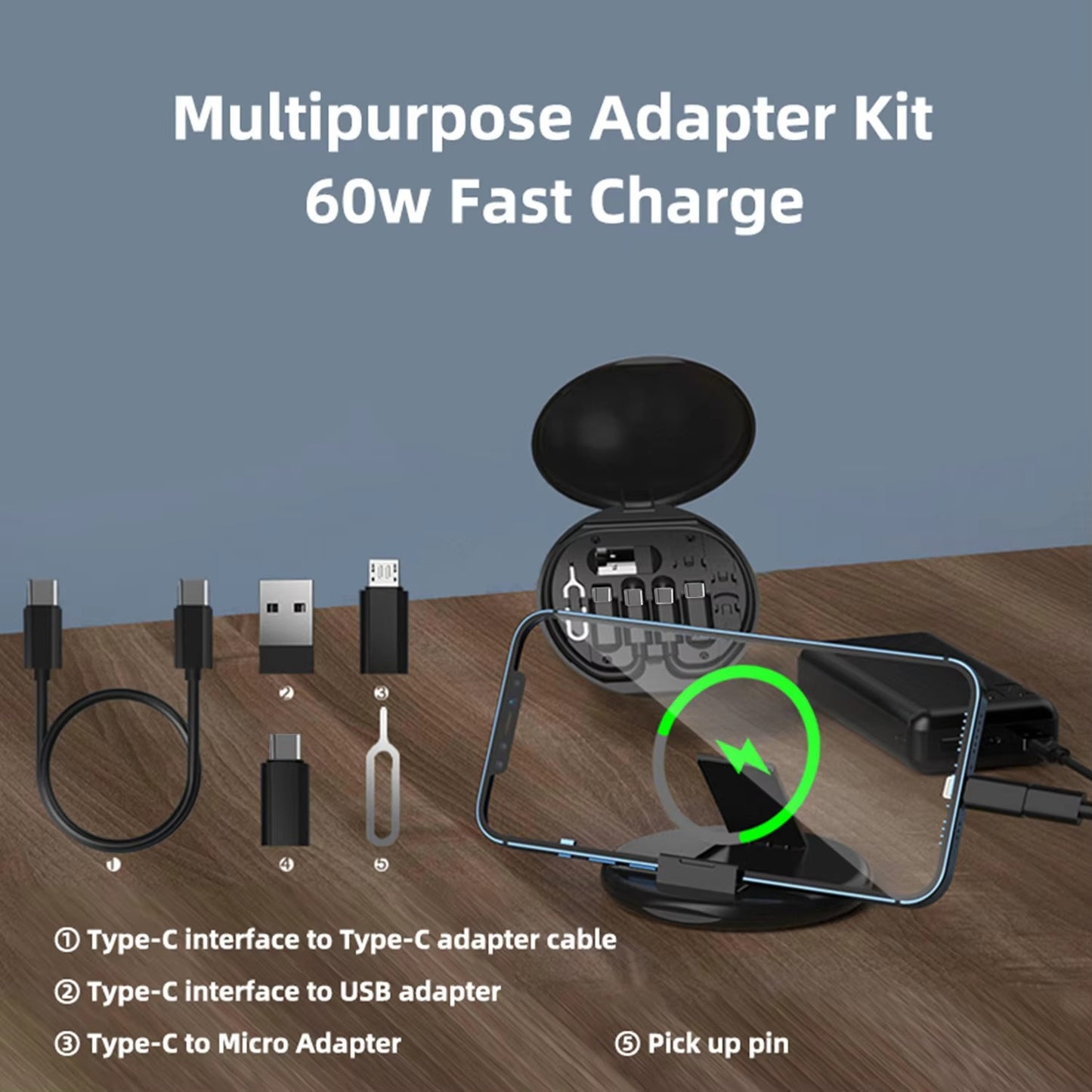 6 In 1 Circle Box Multifunction Usb Charging Adapter Cable Kit Travel Adapter Kit For Traveling