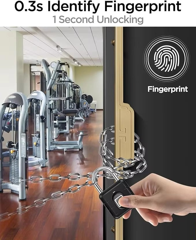 IP67 Waterproof USB Rechargeable Security Smart Fingerprint Padlock