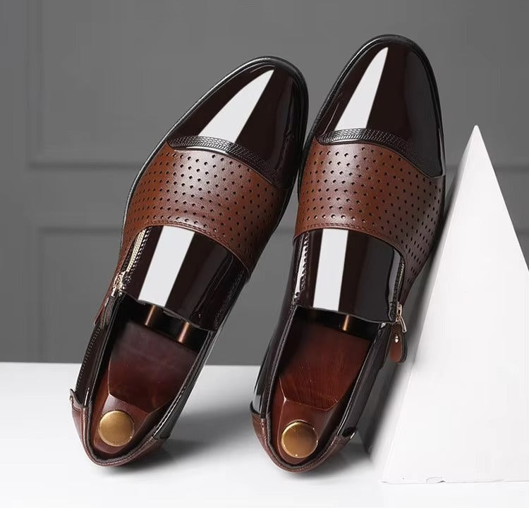 Four Seasons New Mens Business Leather Shoes Lightweight and Breathable Set Foot