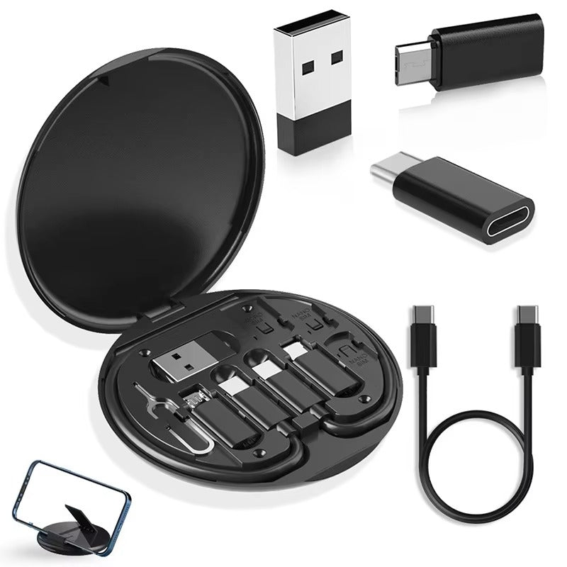6 In 1 Circle Box Multifunction Usb Charging Adapter Cable Kit Travel Adapter Kit For Traveling