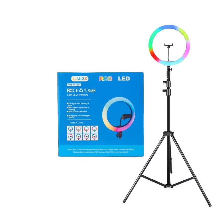 Portable Foldable 12-Inch RGB LED Ring Light Remote Control Adjustable Color