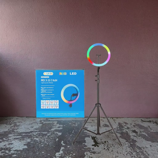 Portable Foldable 12-Inch RGB LED Ring Light Remote Control Adjustable Color