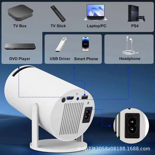 Portable 4k Android 11.0 LCD HD Projector for Home Wall Projections LED Wireless Screen Mirroring for Living Room