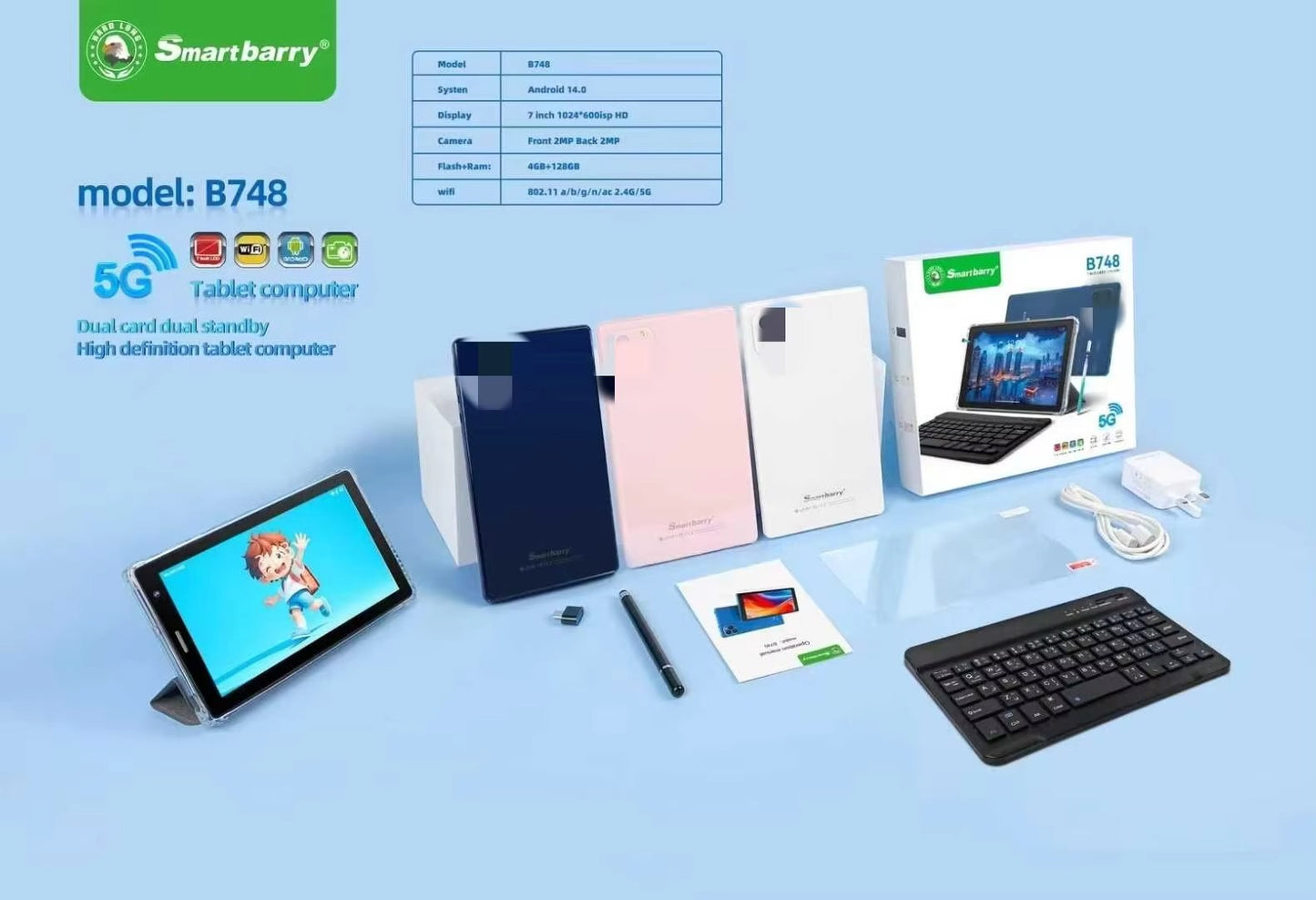 2025 Newest 10.1 Inch B748 Smart Tablet PC Android Sim Card Quality Mouse Keyboard Dual Core 4GB+128GB Memory Capacity MT