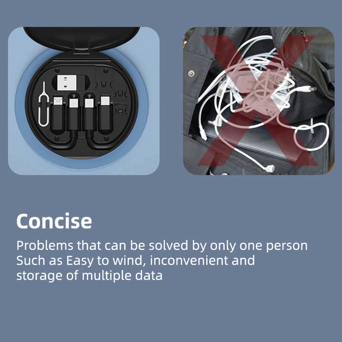 6 In 1 Circle Box Multifunction Usb Charging Adapter Cable Kit Travel Adapter Kit For Traveling