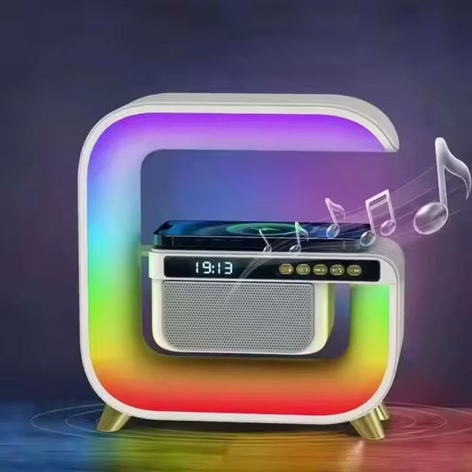 Multifunctional BT Led Night Light Speaker Alarm Clock Wireless Charging Mobile Phone 15W Colorful Subwoofer RGB Light Home
