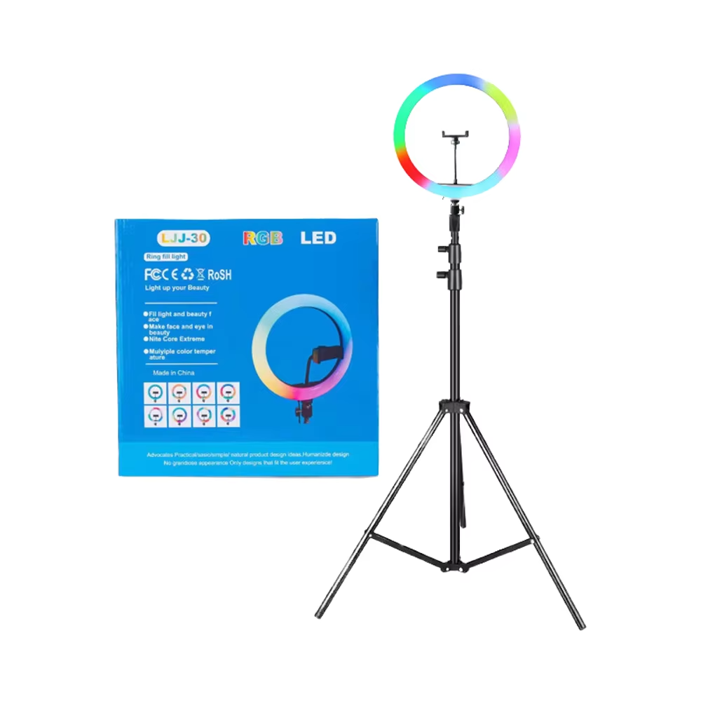 Portable Foldable 12-Inch RGB LED Ring Light Remote Control Adjustable Color